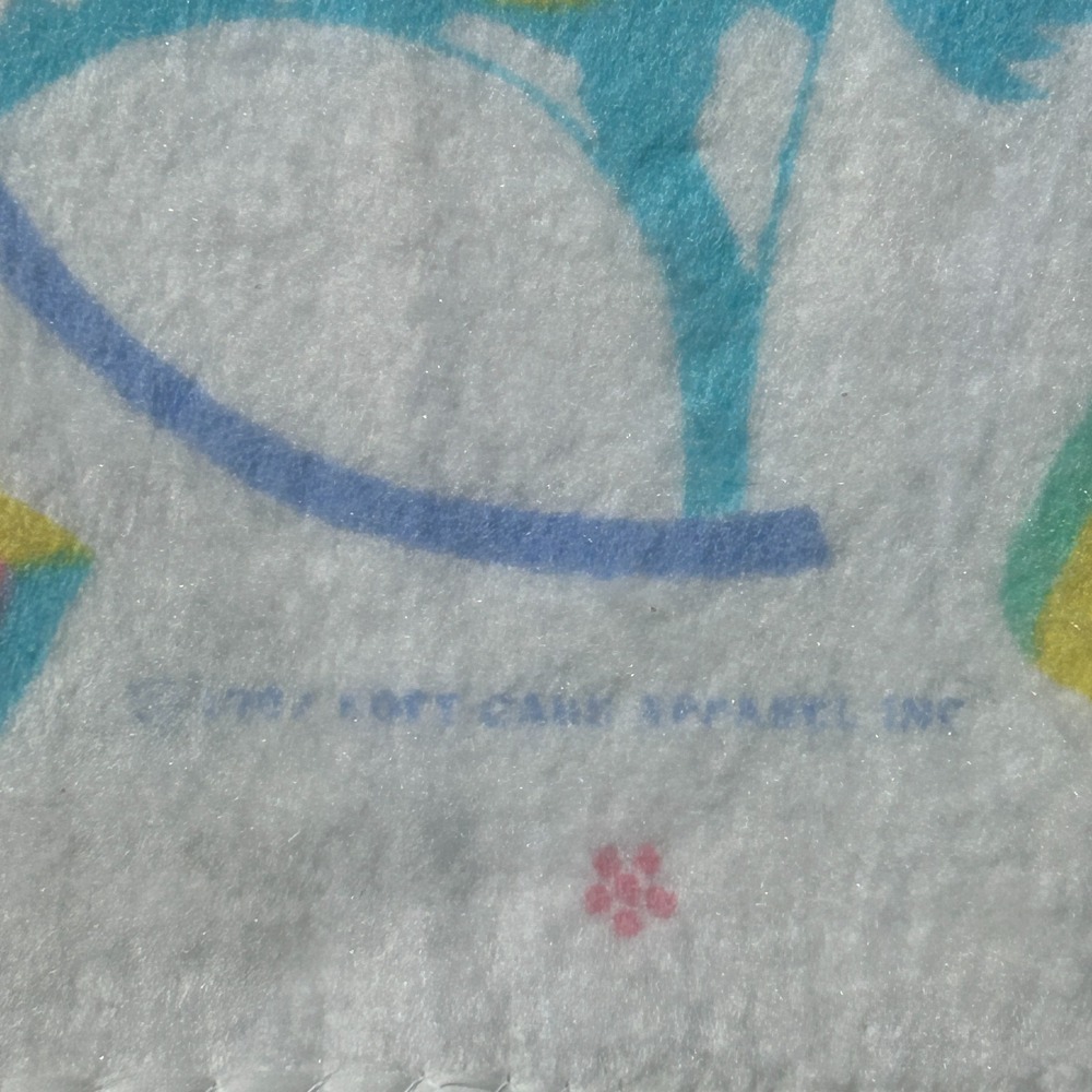 Vintage‎ 1987 Baby Blanket Rocking Horse Soft Care Large Satin Trim White Pink - Picture 8 of 9